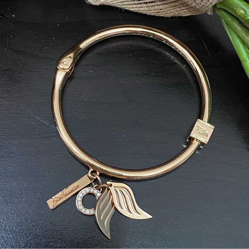 ASHLEY BRIDGET Gold-tone Guardian Angel Charm Hinge Bracelet